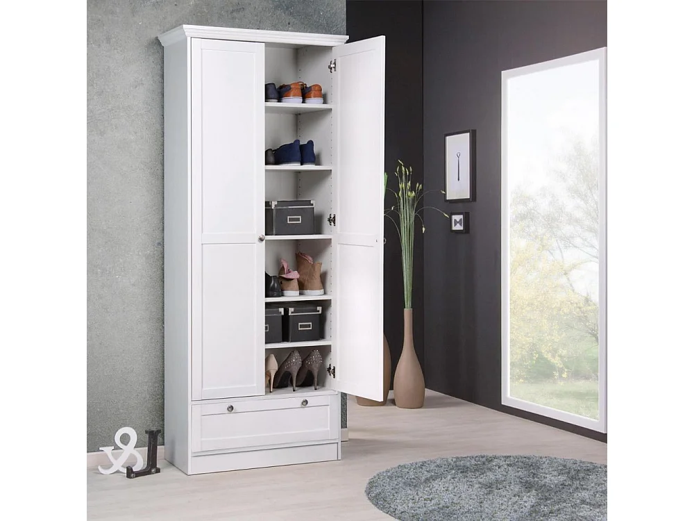 Armadio scarpiera due ante e cassetto Landwood13 colore bianco