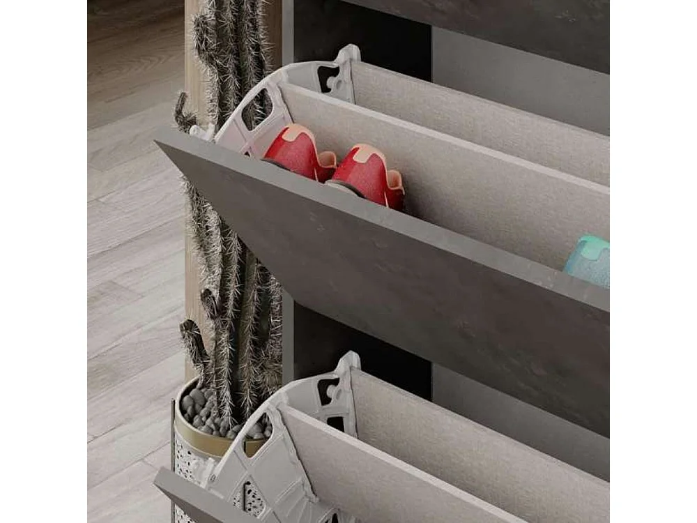 Scarpiera quattro ante a ribalta SHC540RETRO 73x26x154,5 colore grigio retro