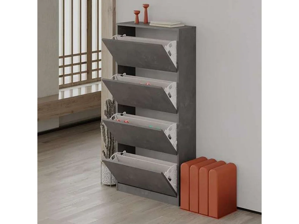 Scarpiera quattro ante a ribalta SHC540RETRO 73x26x154,5 colore grigio retro