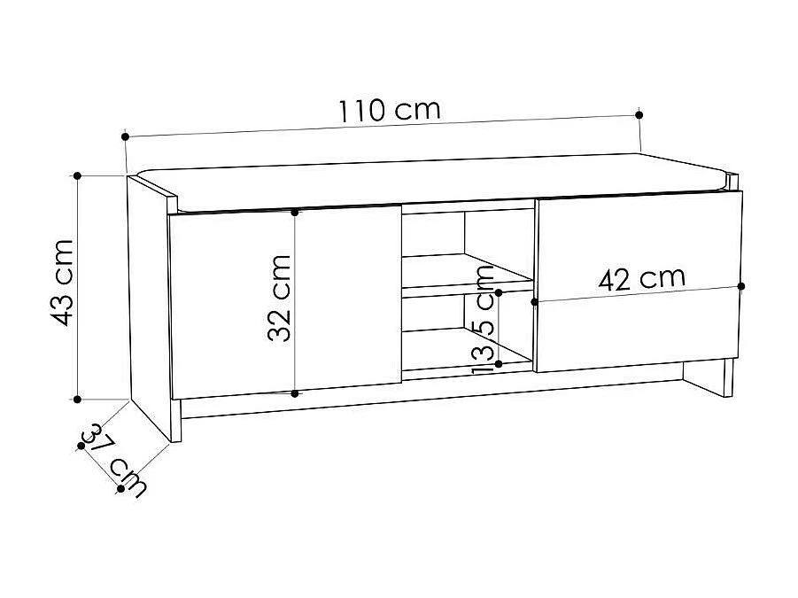Panca scarpiera Zulla con cuscino e 2 ante colore bianco