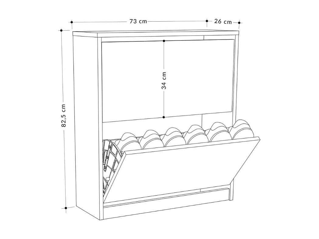 Scarpiera due ante a ribalta SHC520RETRO 73x26x82.5H colore grigio retro