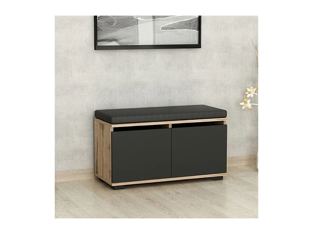 Scarpiera con pouff Dragoshoe colore noce e nero