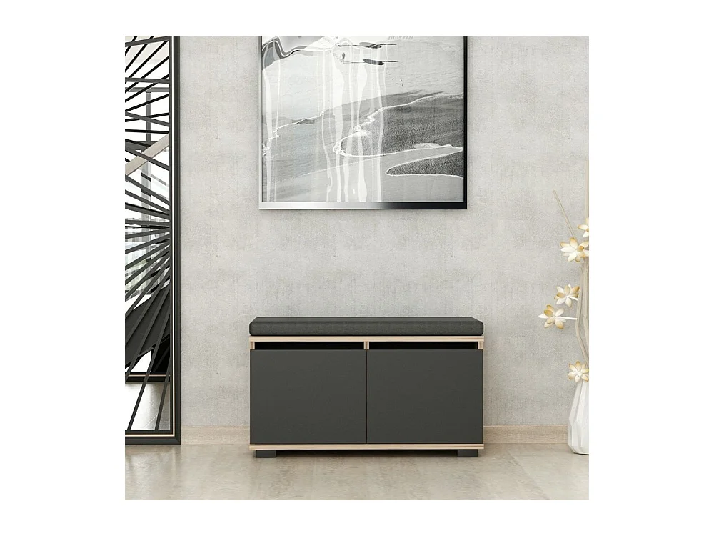 Scarpiera con pouff Dragoshoe colore noce e nero