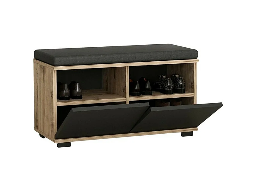 Scarpiera con pouff Dragoshoe colore noce e nero