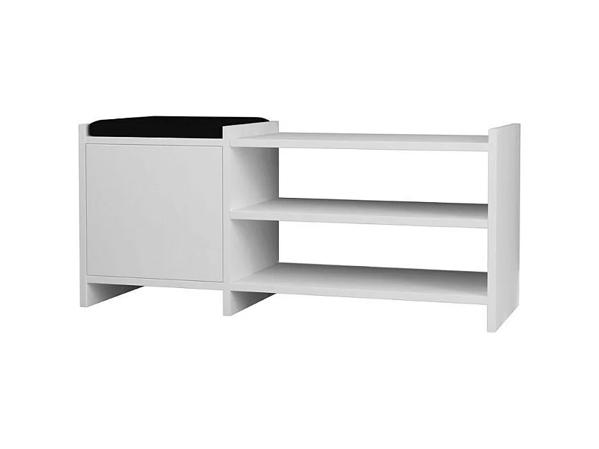 Panca scarpiera con anta e ripiani Sunno bianco 100x35x44