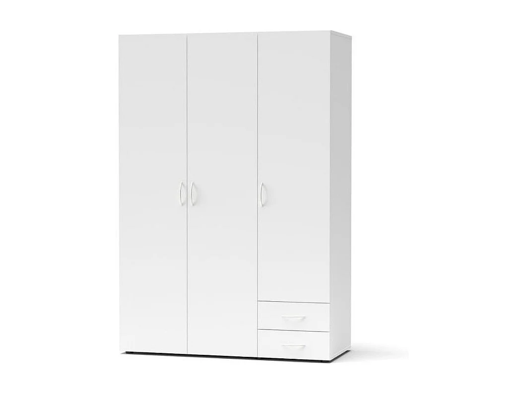 Armadio 3 ante e 2 cassetti Seba3 120x51,6x177h colore bianco