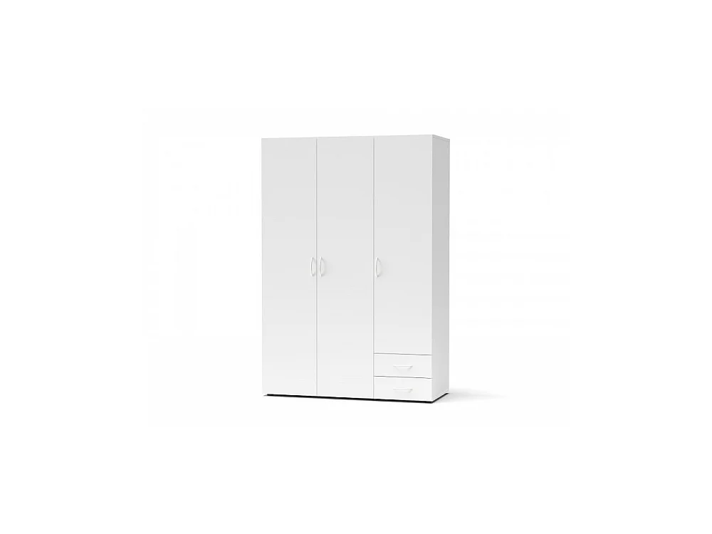 Armadio 3 ante e 2 cassetti Seba3 120x51,6x177h colore bianco