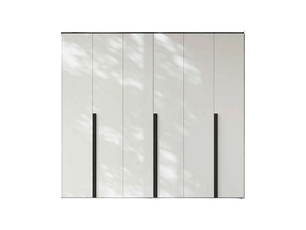 Armadio 6 ante battenti bianco portland e maniglie nero opaco Coco 276x60,3x250h