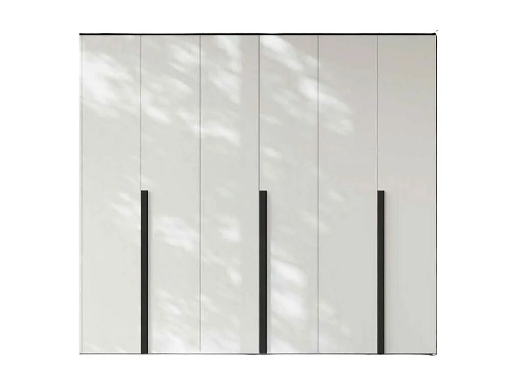 Armadio 6 ante battenti bianco portland e maniglie nero opaco Coco 276x60,3x250h