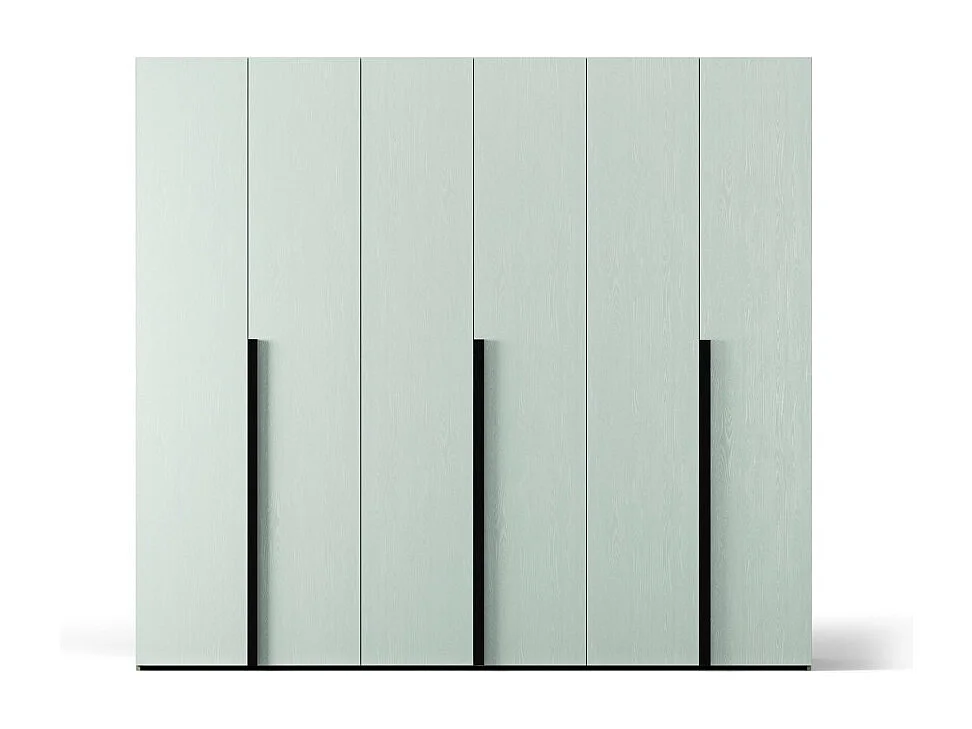 Armadio 6 ante battenti bianco portland e maniglie nero opaco Coco 276x60,3x250h