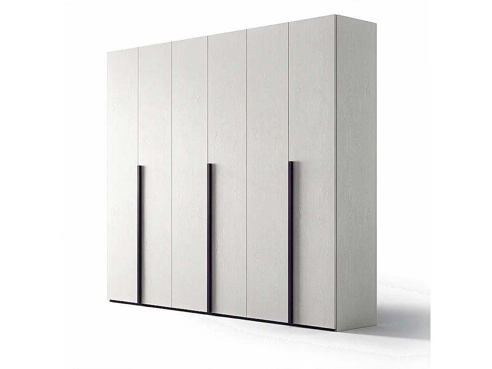 Armadio 6 ante battenti bianco portland e maniglie nero opaco Coco 276x60,3x250h