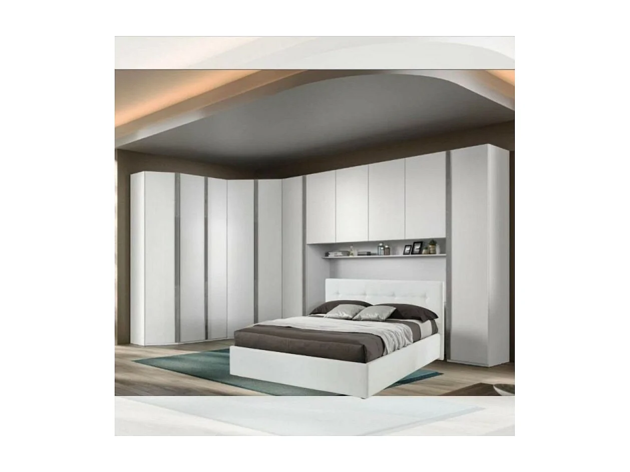 Cabina armadio angolare 2 ante Ettore 112x112x236 colore bianco frassinato