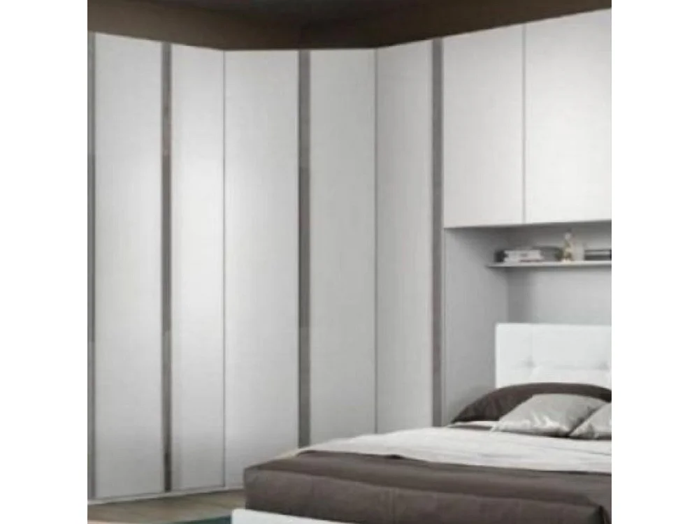 Cabina armadio angolare 2 ante Ettore 112x112x236 colore bianco frassinato