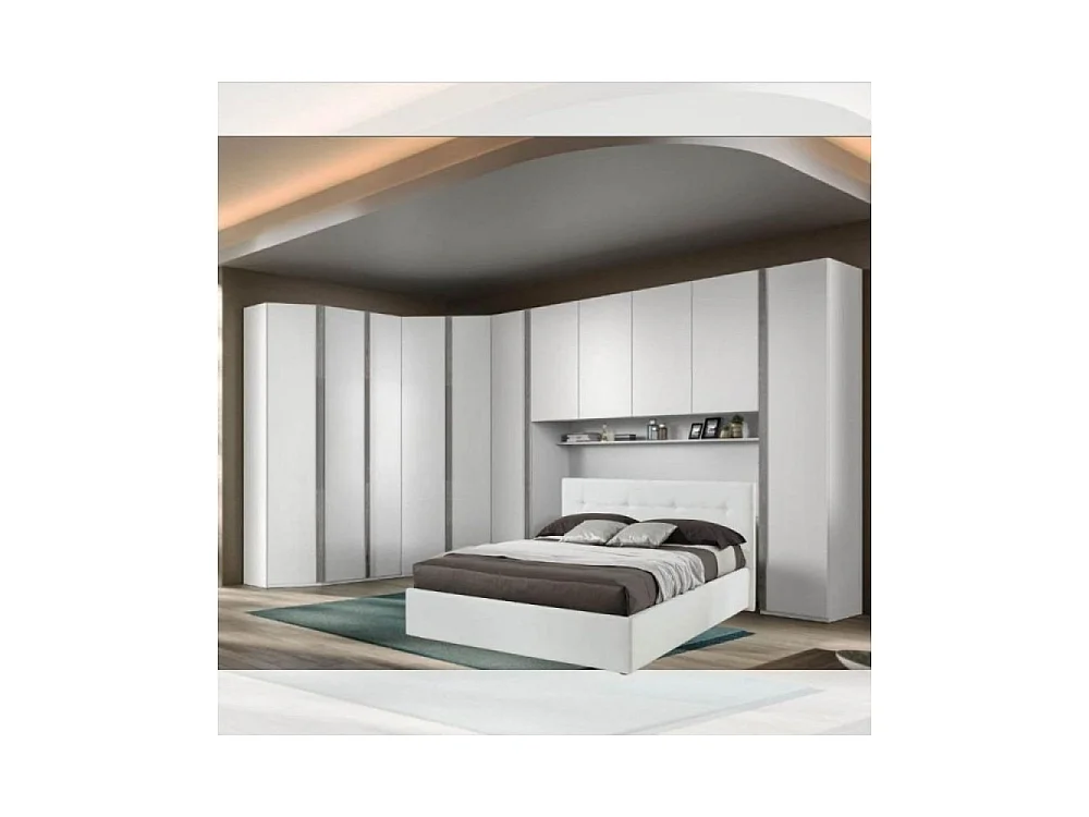 Cabina armadio angolare 2 ante Ettore 112x112x236 colore bianco frassinato