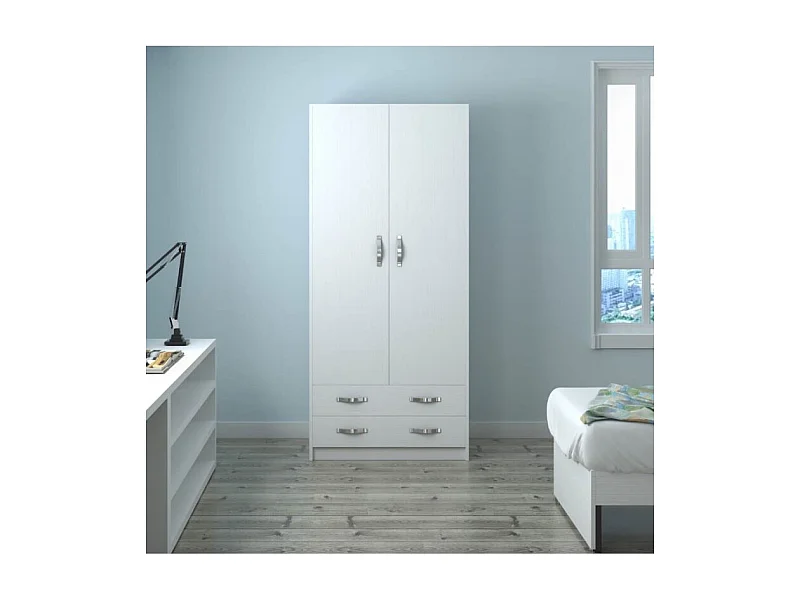 Armadio due ante e cassetti 91x52x210h colore bianco ARM290C