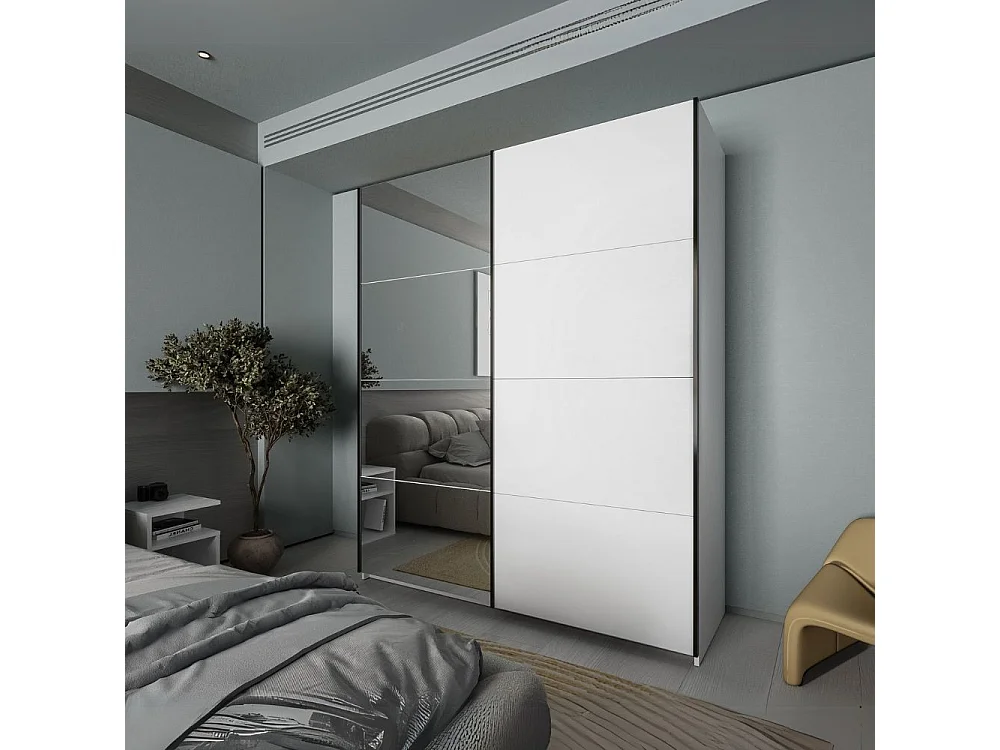 Armadio 2 ante scorrevoli bianco con specchio Zegna 170x59.2x205H