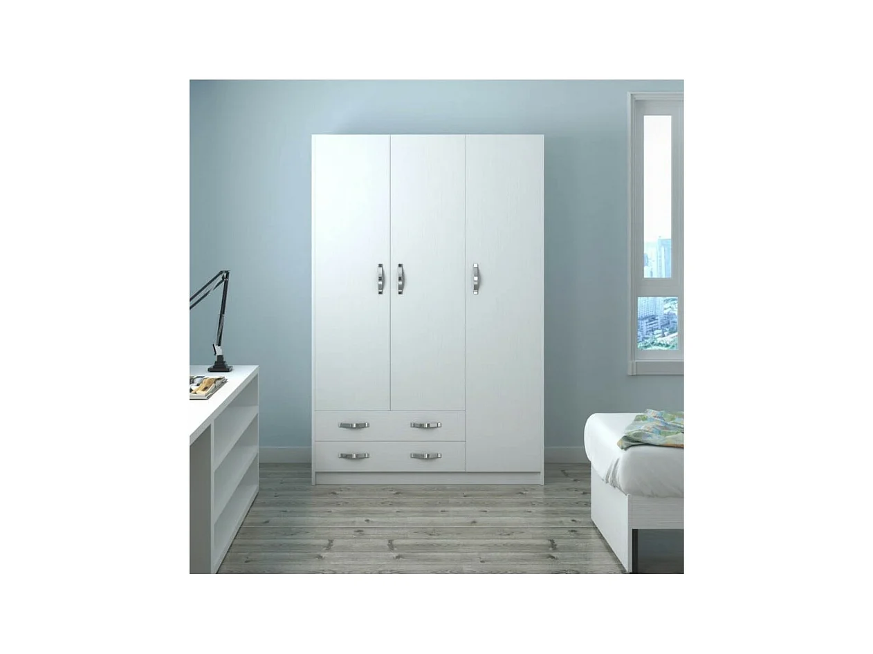 Armadio tre ante e due cassetti 135x52x210h colore bianco ARM3135