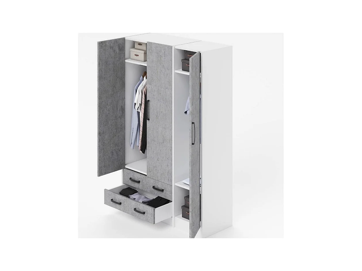 Armadio tre ante e due cassetti 135x52x210h colore bianco ARM3135