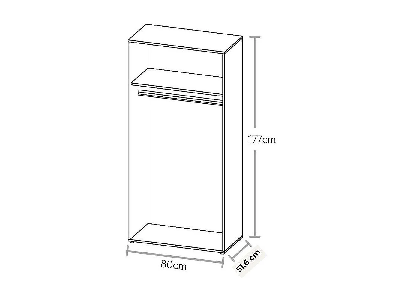 Armadio 2 ante Seba2 80x51,6x177h colore bianco
