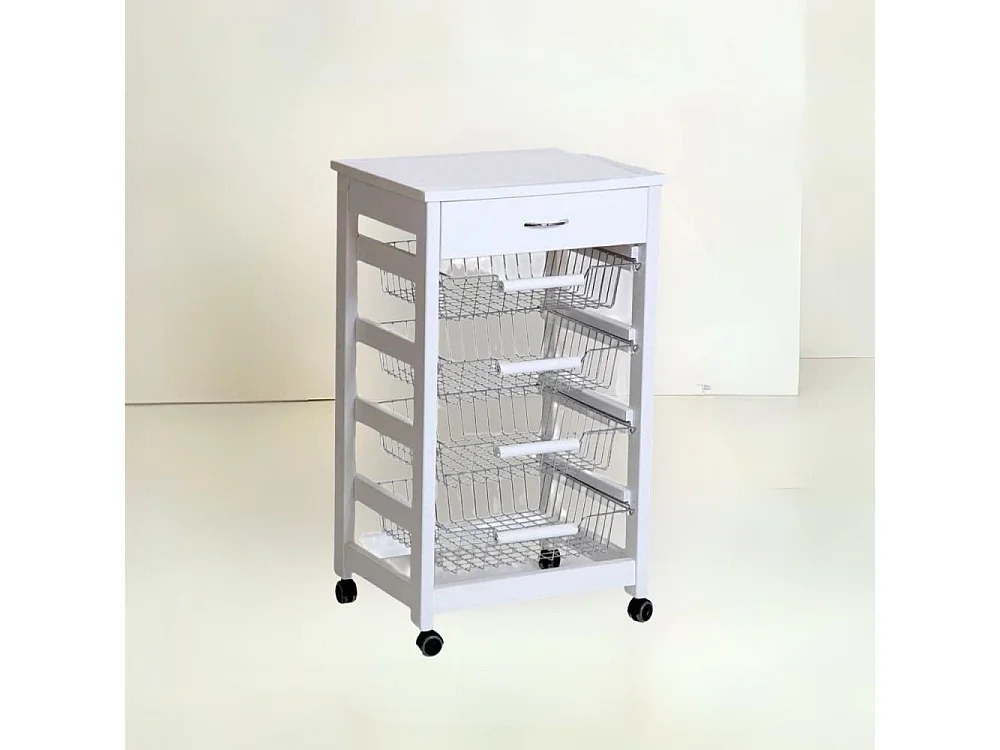 Carrello da cucina 4 cestini estraibili ed un cassetto Vesuvio colore bianco