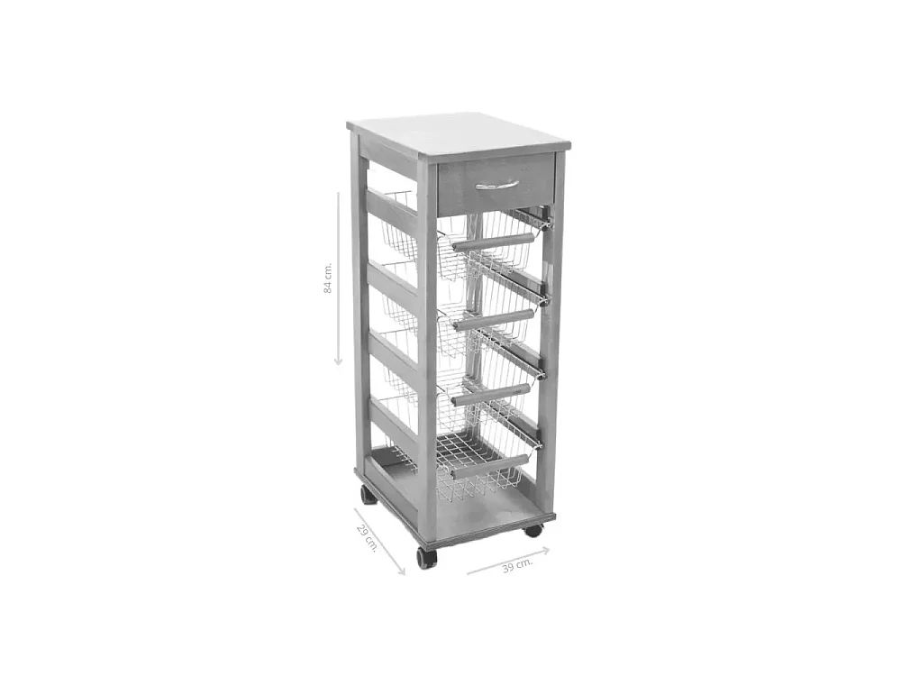 Carrello da cucina salvaspazio 4 cestini estraibili ed un cassetto Vesuvio colore bianco
