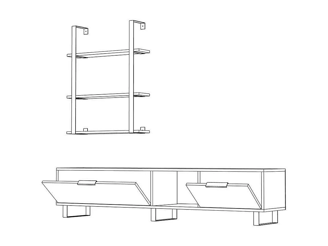 Parete attrezzata 180 cm porta tv e libreria Zenon colore rovere