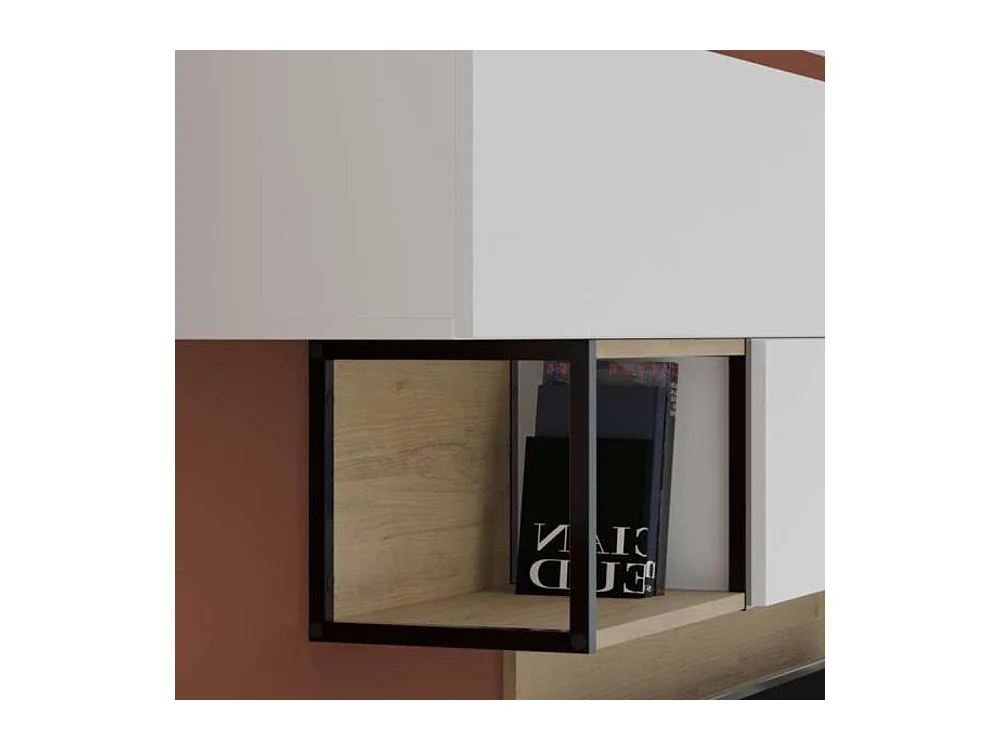 Parete attrezzata 260 cm. Tronador colore bianco e rovere