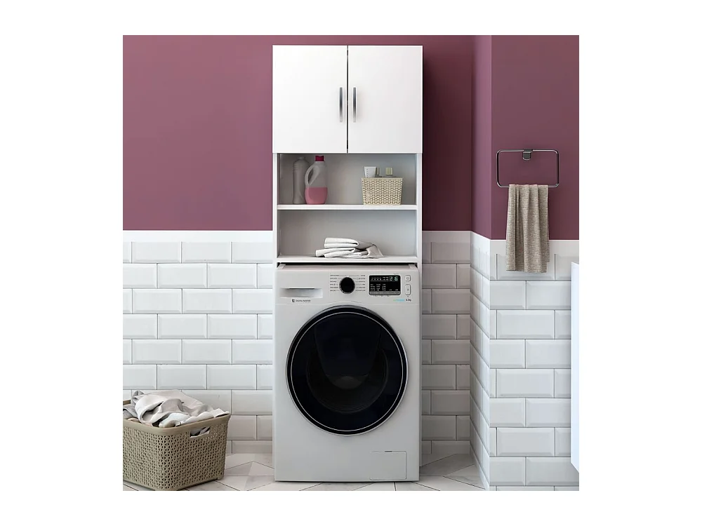 Mobile coprilavatrice con ante e ripiani Marsiglia colore bianco