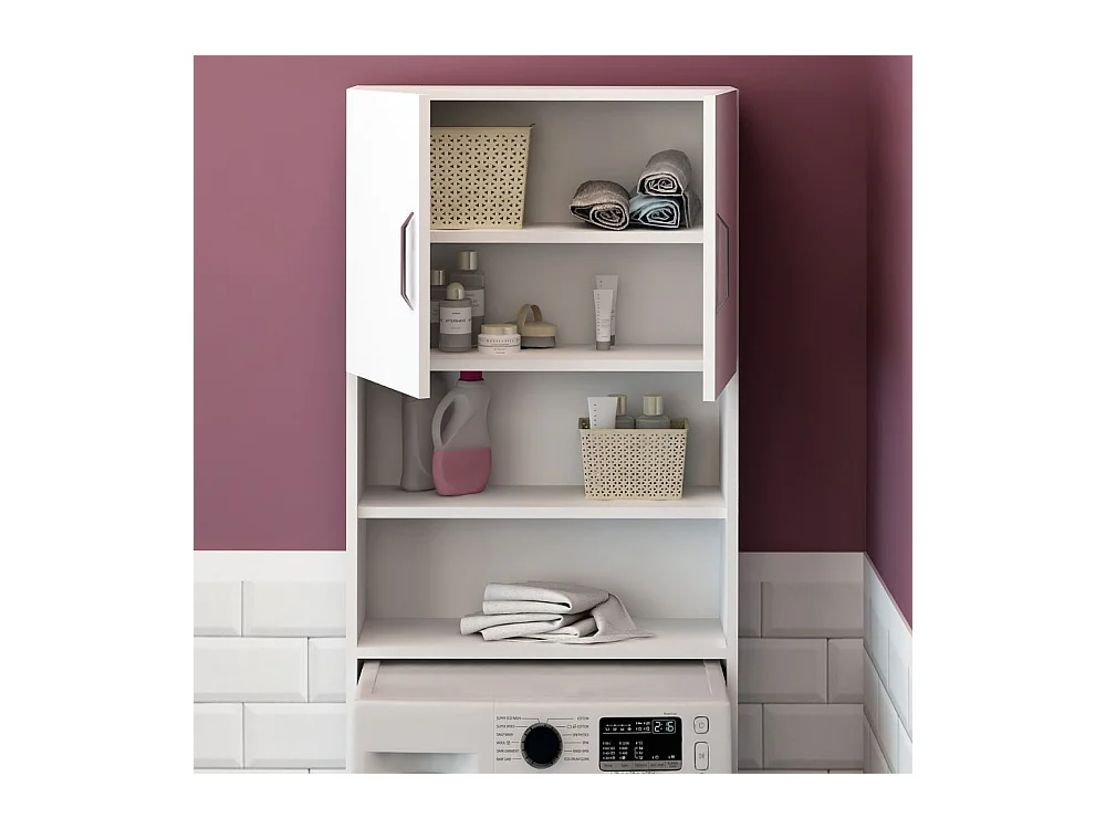 Mobile coprilavatrice con ante e ripiani Marsiglia colore bianco