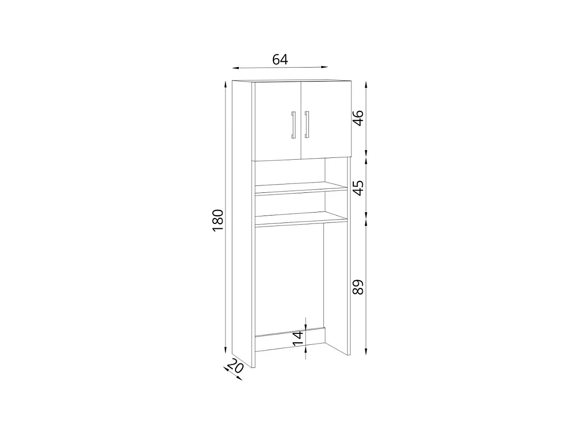 Mobile coprilavatrice con ante e ripiani Marsiglia colore bianco