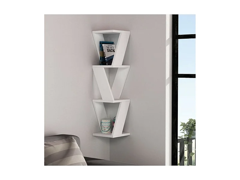 Libreria angolare pensile Zena colore bianco