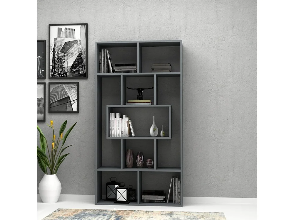 Libreria Face 90x30x170H cm colore grigio cemento