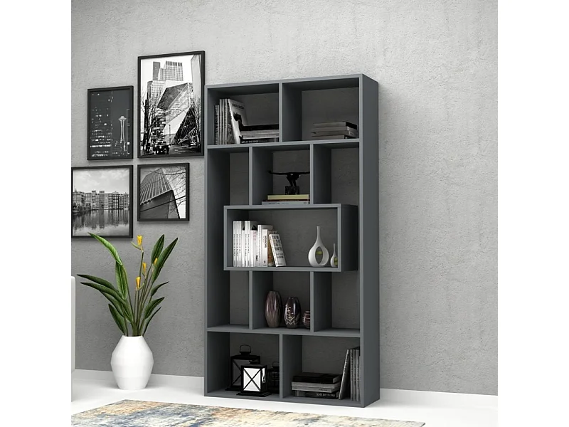 Libreria Face 90x30x170H cm colore grigio cemento