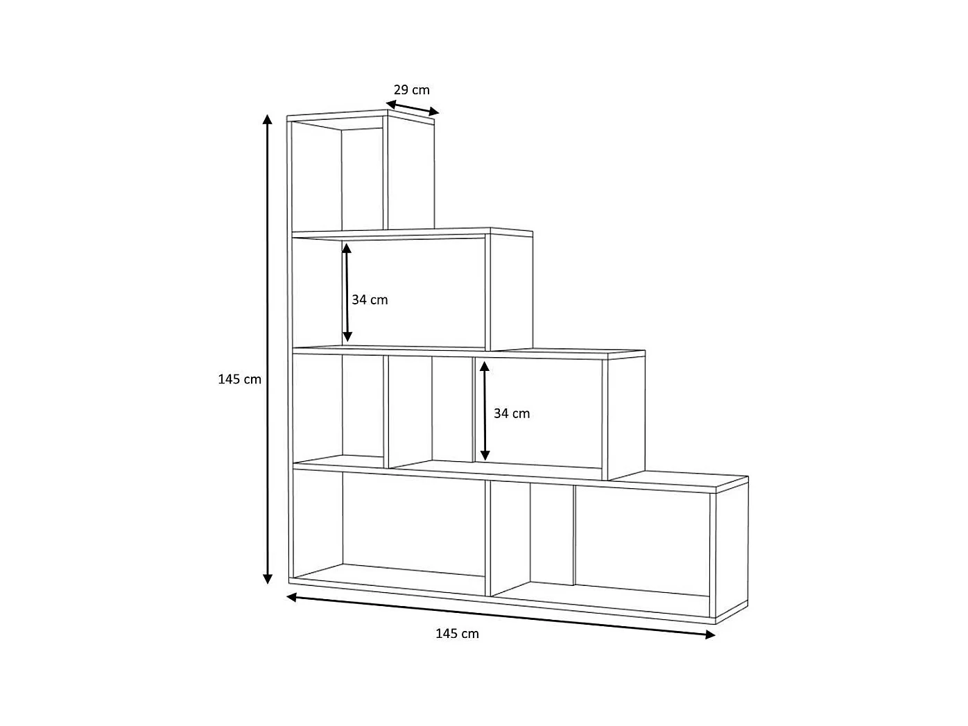 Libreria a scala Alis 145x145 cm colore bianco