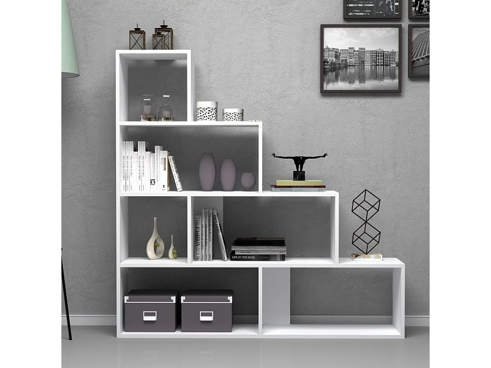 Libreria a scala Alis 145x145 cm colore bianco