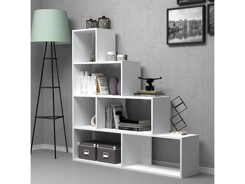 Libreria a scala Alis 145x145 cm colore bianco