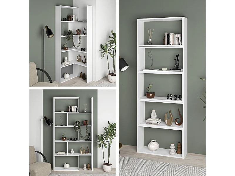 Libreria estensibile angolare Wish 72x22x200h colore bianco