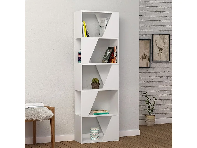 Libreria 5 ripiani Frame 54x168 colore bianco