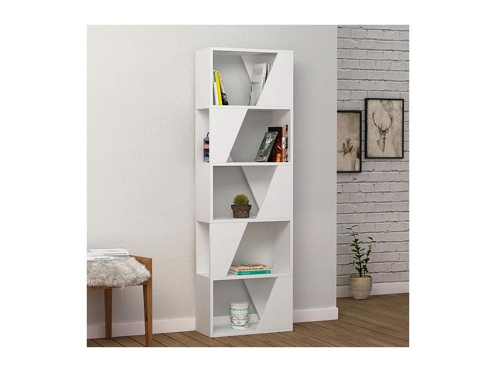Libreria 5 ripiani Frame 54x168 colore bianco