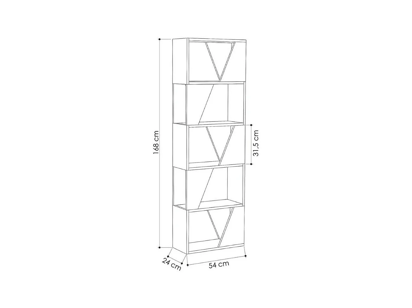 Libreria 5 ripiani Frame 54x168 colore bianco