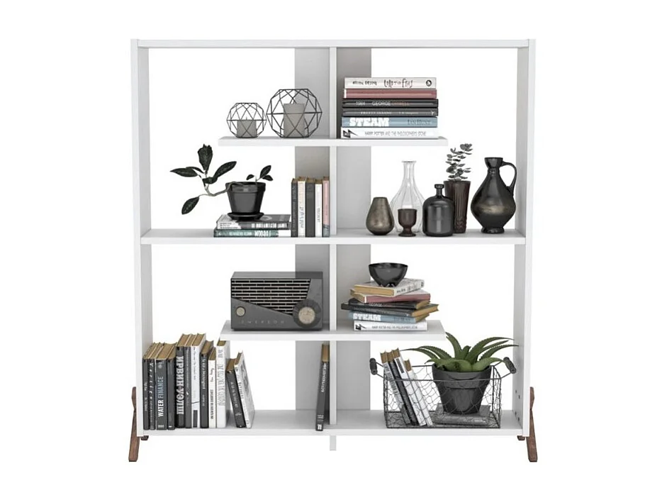 Libreria Kipp con piedini a croce 113x28x117h colore bianco
