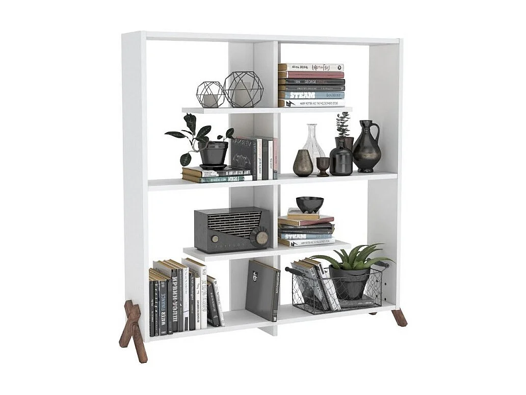 Libreria Kipp con piedini a croce 113x28x117h colore bianco
