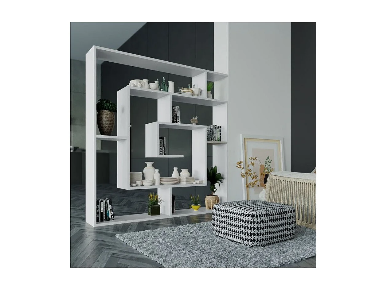 Libreria bianco con 9 ripiani Labirent 125x22x129