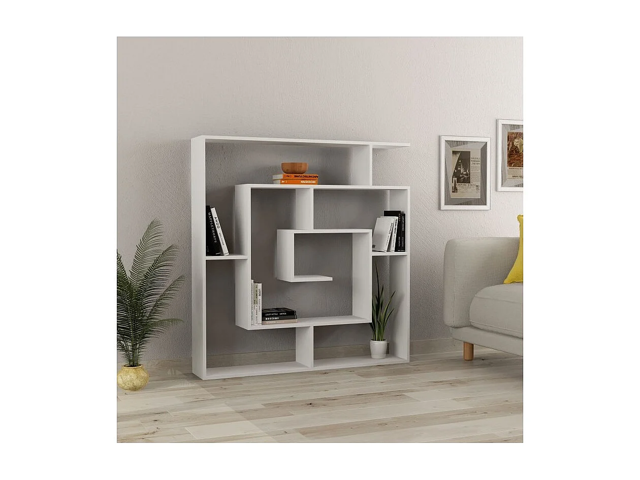 Libreria bianco con 9 ripiani Labirent 125x22x129