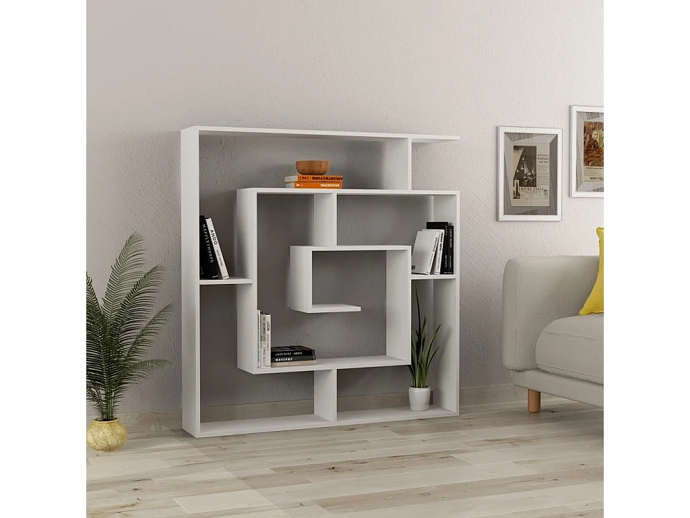 Libreria bianco con 9 ripiani Labirent 125x22x129