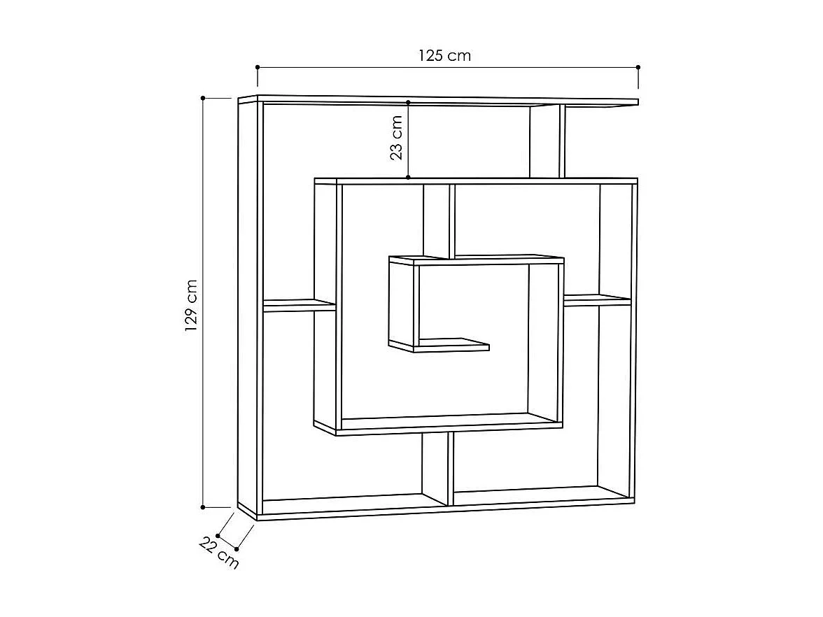 Libreria bianco con 9 ripiani Labirent 125x22x129