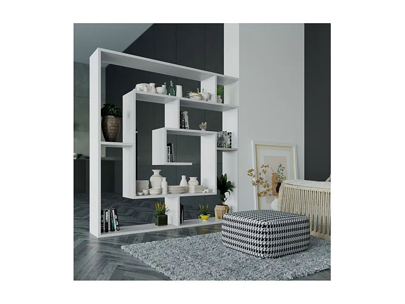 Libreria bianco con 9 ripiani Labirent 125x22x129