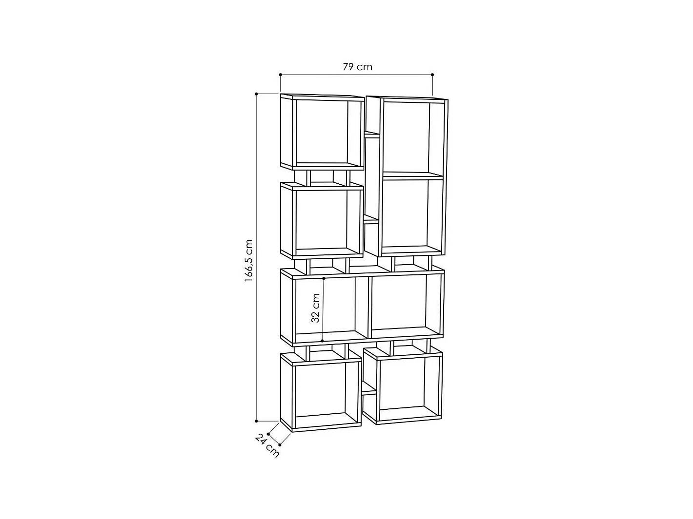 Libreria bifacciale Rail 79x166,5 colore bianco