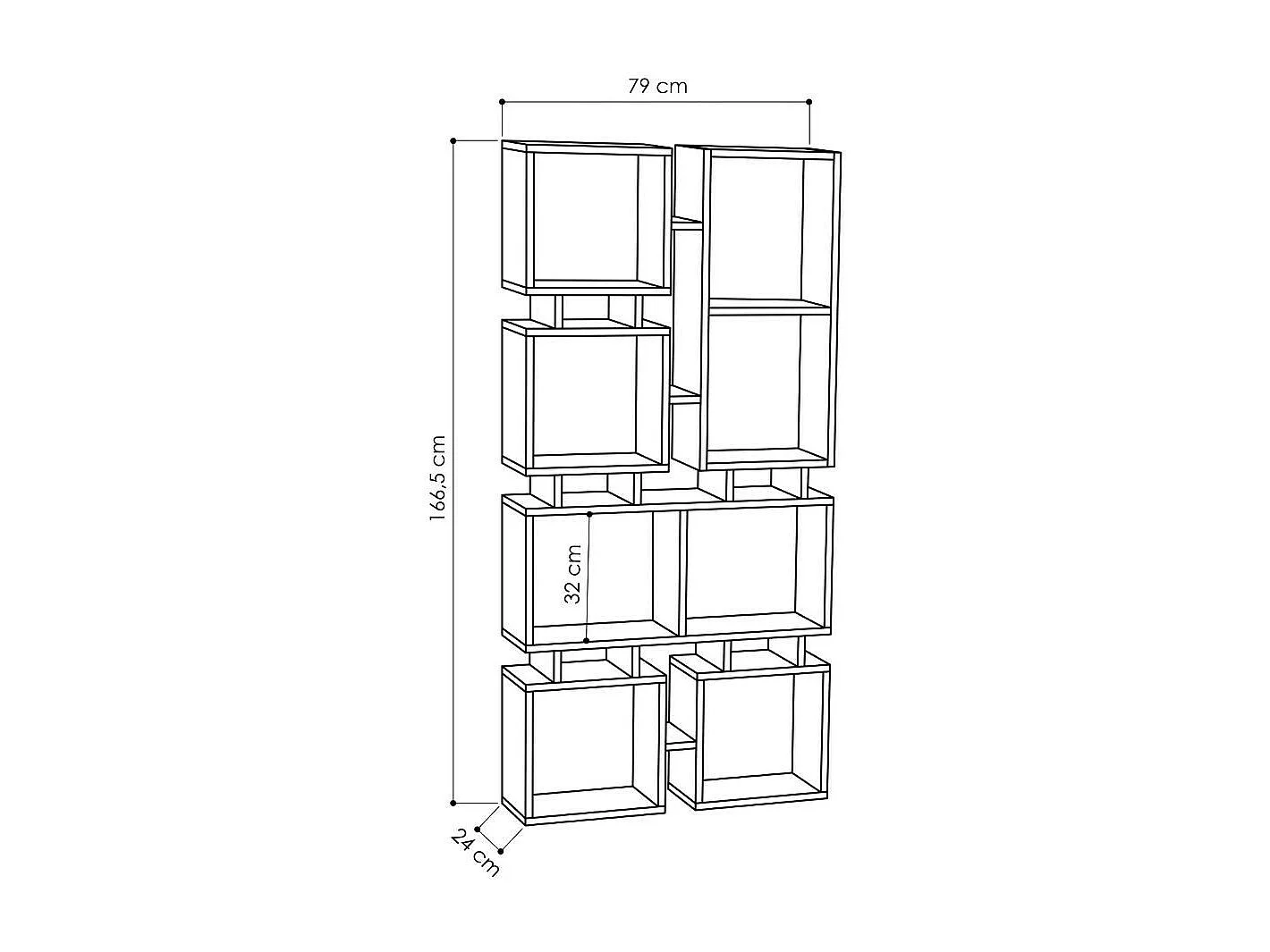 Libreria bifacciale Rail 79x166,5 colore bianco