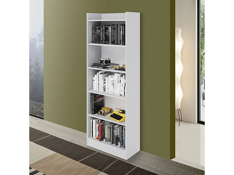 Libreria 5 ripiani Alessia colore bianco frassinato